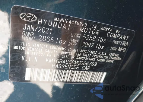 2021 Genesis G80 2.5T Awd из США, поврежденный, VIN KMTGB4SC8MU066769